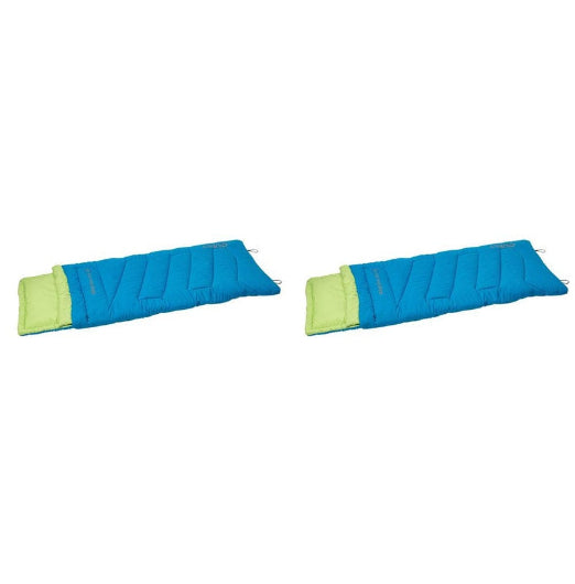 2x Quest Outdoors Kids Children Ridgeline 0 Deg Camping Soft Sleeping Bag Blue
