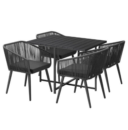Livsip 5PCS Outdoor Dining Set Furniture Black Table