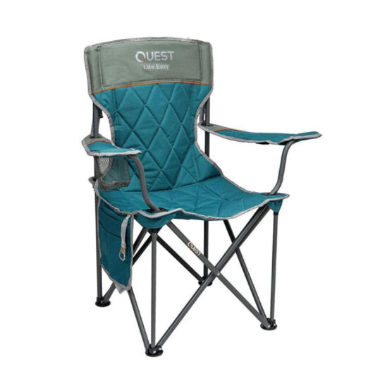 Quest Lite Easy 92cm Aluminium Camp Chair w Armrests Outdoor Camping Picnic Blue