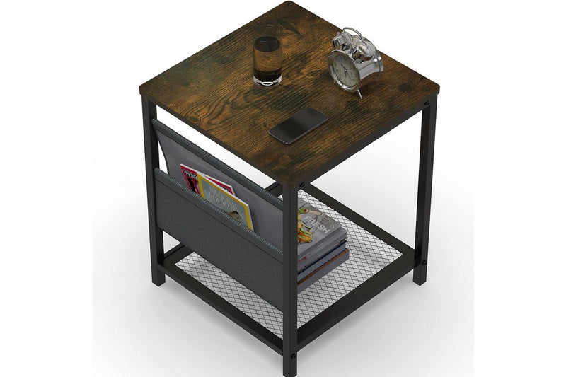 Rustic Brown Square Coffee Table with Storage Basket | Easy Assembly