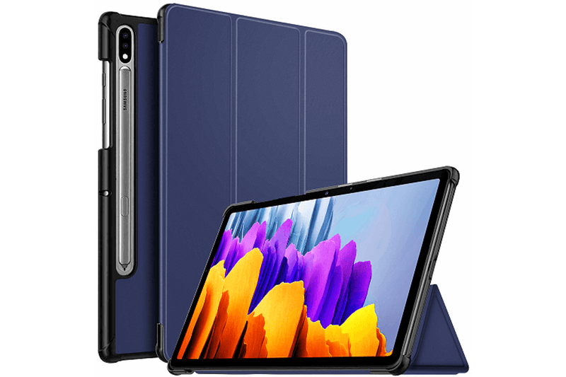 For Samsung Galaxy S7 11 inch Folio Leather Smart Magnetic Flip Stand Case Cover (Navy Blue)