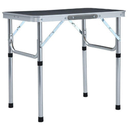 Folding Camping Table Grey Aluminium 60x45 cm vidaXL