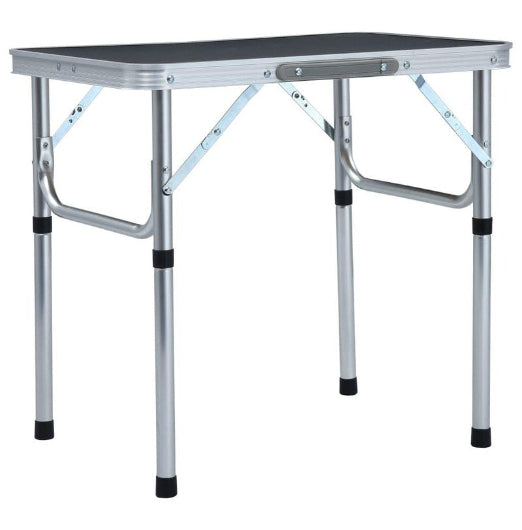 Folding Camping Table Grey Aluminium 60x45 cm vidaXL