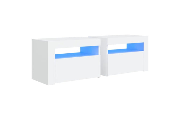 Bedside Cabinets 2 pcs with LEDs White 60x35x40 cm vidaXL