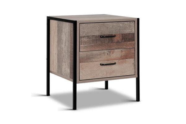 Artiss Bedside Table 2 Drawers - BARNLY