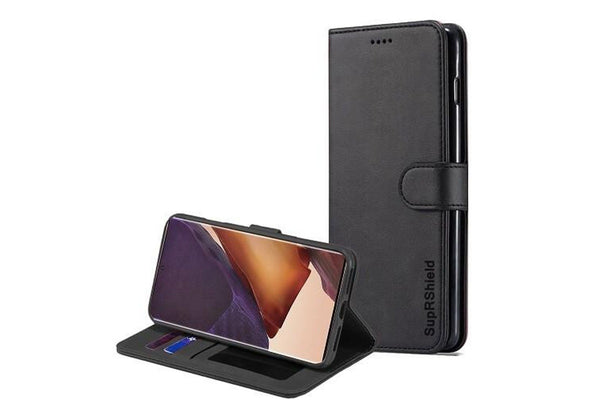 For Samsung Galaxy Note 20 Ultra Case SupRShield Wallet Leather Flip Magnetic Stand Case Cover (Black)