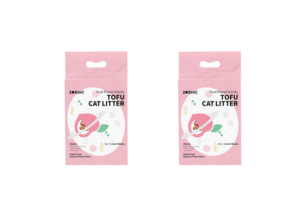2x Zodiac 7L 2.5kg Fruity Tofu Soy Pulp Pet Cat Litter Absorbent Clumping Peach
