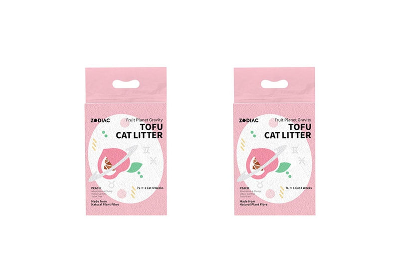 2x Zodiac 7L 2.5kg Fruity Tofu Soy Pulp Pet Cat Litter Absorbent Clumping Peach
