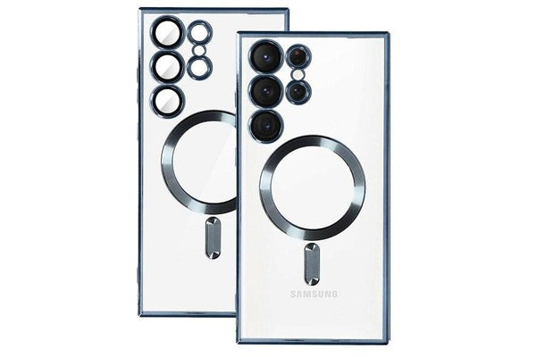 For Samsung Galaxy S24 Ultra MagSafe Magnetic Case with HaloLock Shockproof Military Grade Protection Scratch Resistant Back Protective Cover (Blue)