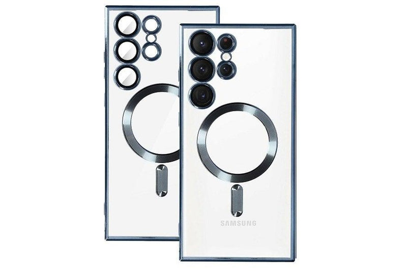 For Samsung Galaxy S24 Ultra MagSafe Magnetic Case with HaloLock Shockproof Military Grade Protection Scratch Resistant Back Protective Cover (Blue)