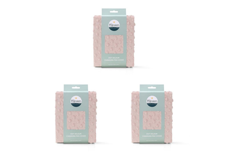 3x Little Haven Dot Velour Soft Gentle Baby Kids Changing Pad Cover Rose 88cm