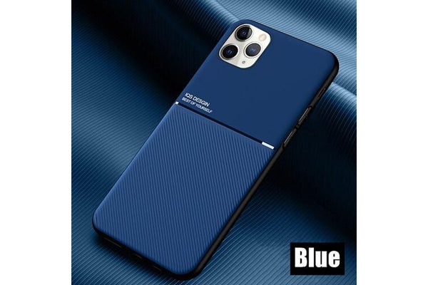 For Apple iPhone 11 Pro Max Business Style Luxury Matte Soft Silicone Drop Resistant Case Cover (Blue)