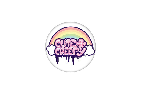 Grindstore Cute & Creepy Badge (White/Purple/Pink) (One Size)