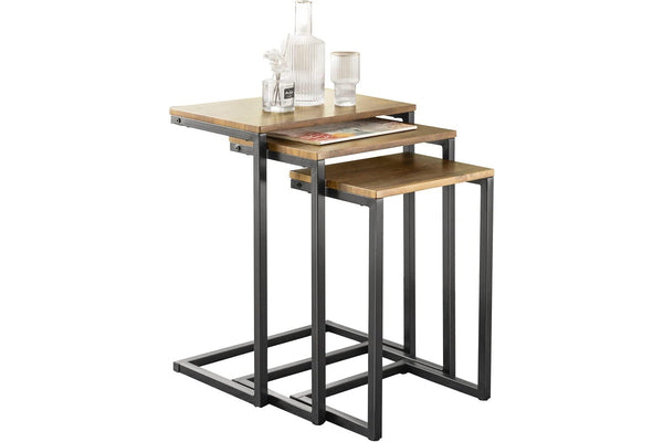 Set of 3 Industrial Style Nesting Side Tables