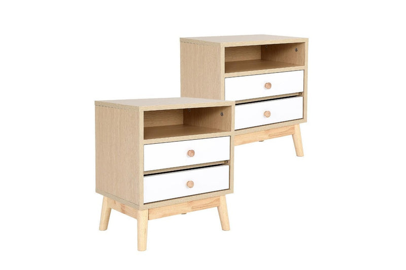 2X Bedside Table Side Storage Cabinet Nightstand Bedroom Drawer Anya Oak Bedside Tables