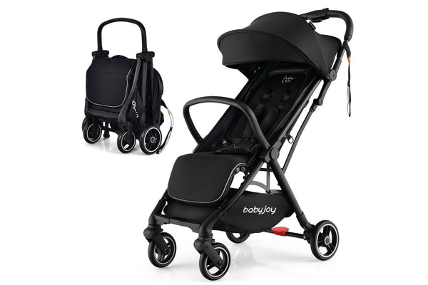 Costway Folding kid Stoller Portable kid Stroller w/Adjustable Canopy Self-Standing Gravity Black