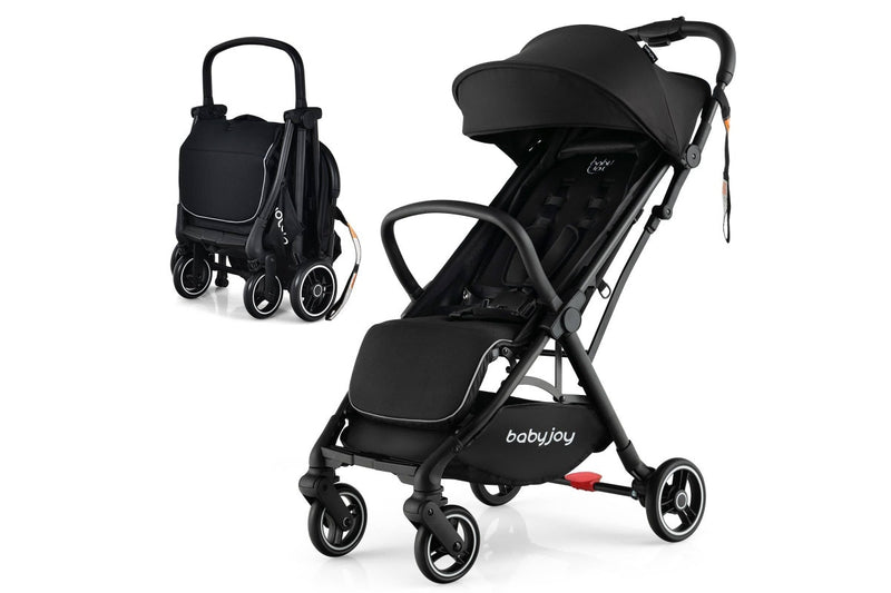 Costway Folding kid Stoller Portable kid Stroller w/Adjustable Canopy Self-Standing Gravity Black