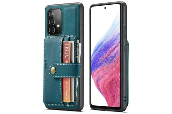 JEEHOOD For Samsung Galaxy A53 5G Wallet Leather Case with Detachable Ultra Slim RFID Blocking Back Card Holder (Teal Blue)