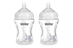 2x Nuby Tritan Baby Anti-Colic Clear Drinking Bottle w 360 Weighted Straw 270ml