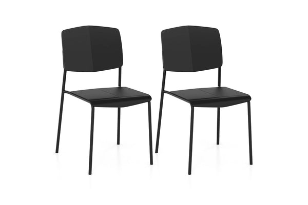 Giantex 2PCS Dining Chair Home Office Side Chairs w/Metal Legs Stackable Armless Chairs Black