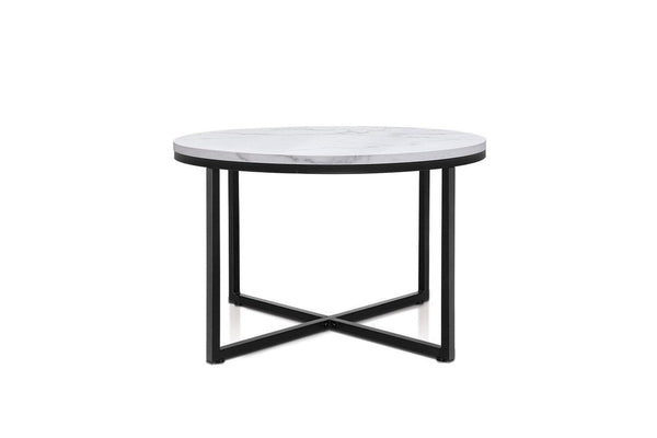 Artiss Coffee Table Round 70CM Marbel Effect