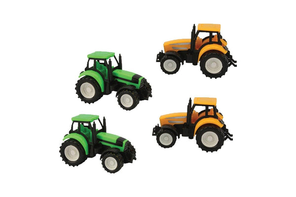 4x Fumfings 10cm Freewheel Plastic Tractor 1:43 Scale Kids Toy Assorted 3y+