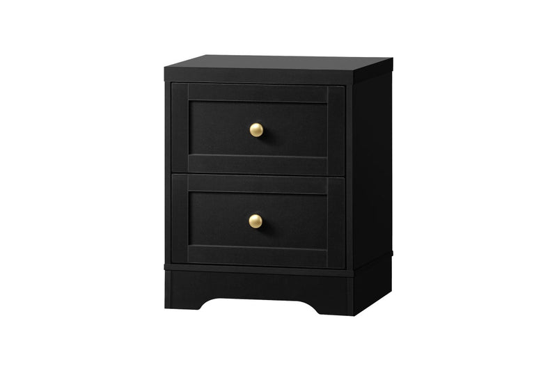 Oikiture Bedside Tables Side Table 2 Drawers Black