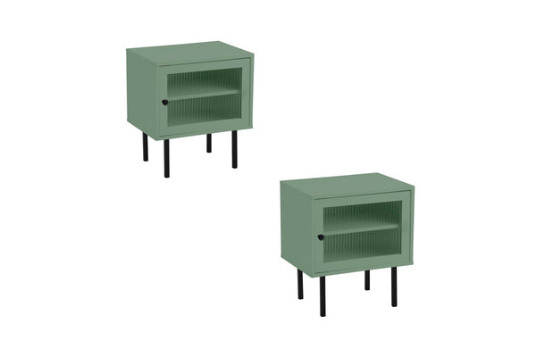 Oikiture 2x Bedside Tables Wood(Green)
