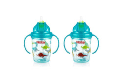 2x Nuby Tritan Weighted Sipping Straw Flip It Drinking Cup 240ml 12m+ Assorted
