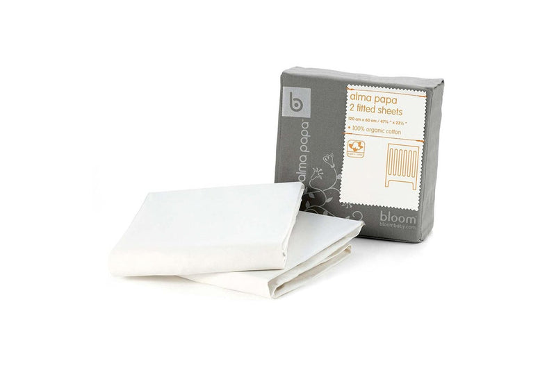 2pc Bloombaby 120x60cm Baby Infant Alma Papa Fitted Cotton Sheet Coconut White