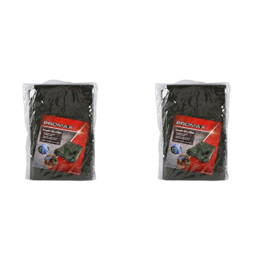 2x Pro Max 285cm Tarpaulin Camping Protection Waterproof Cover w Bag Dark Green