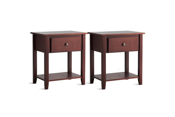 Giantex Set of 2 Bedside Tables Nightstand Wooden End Table Sturdy Storage Cabinet Bedroom Accent Table