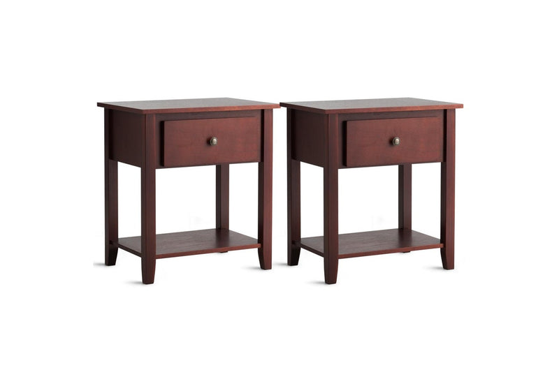 Giantex Set of 2 Bedside Tables Nightstand Wooden End Table Sturdy Storage Cabinet Bedroom Accent Table