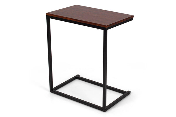 Giantex End Table Side Sofa Table C-shape Coffee Table Wooden Nightstand Brown