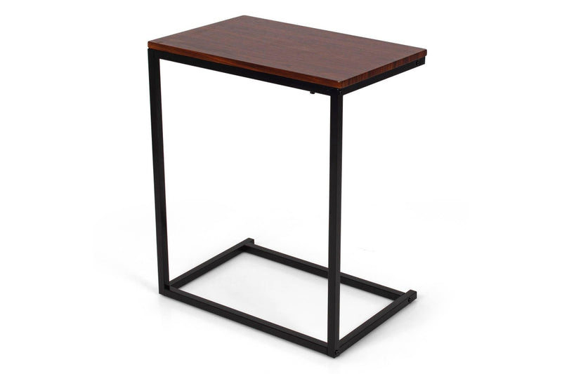 Giantex End Table Side Sofa Table C-shape Coffee Table Wooden Nightstand Brown