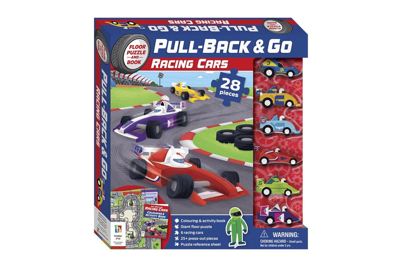 28pc WonderFull Pull-Back & Go Kit Racing Cars Floor Puzzle Book Kids Play Toy