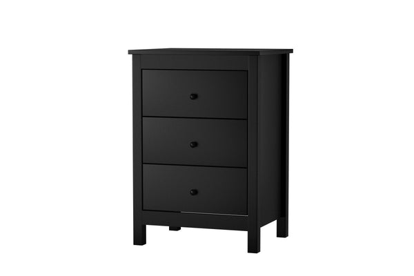 Oikiture Bedside Table Side Table 3 Drawers Black
