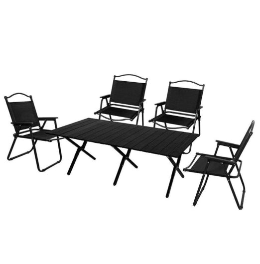 Levede Folding Camping Table Chair Set Black