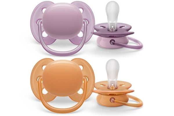 Avent: Ultra Soft Soother - Plain Pink/Orange 6-18m (2 Pack)