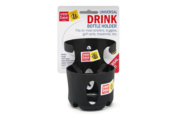 Veebee 14cm Universal Drink Bottle Cups Cans Holder for Strollers Prams Black
