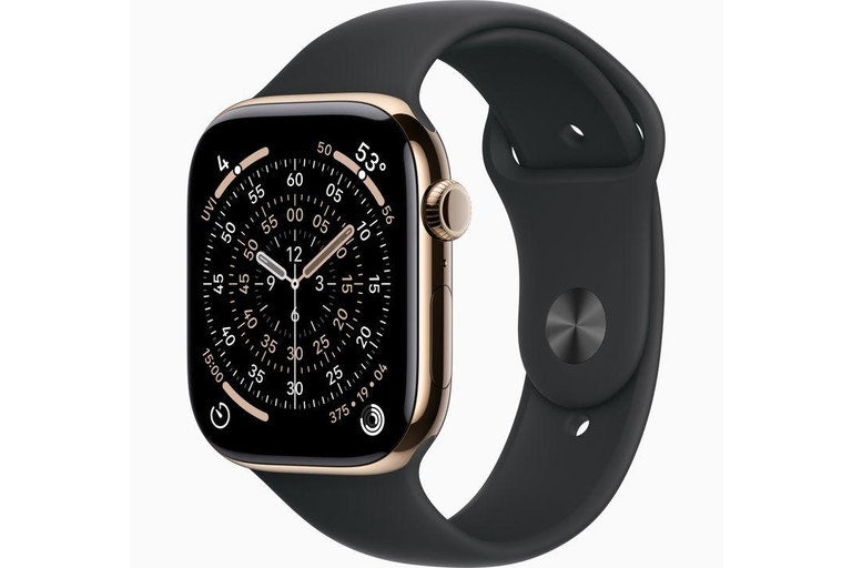 Apple Watch Series 11 (GPS + Cellular 46mm) - Gold Titanium With Black Sport Band 46mm Gold Titanium With Black Sport Band - As New - Refurbished