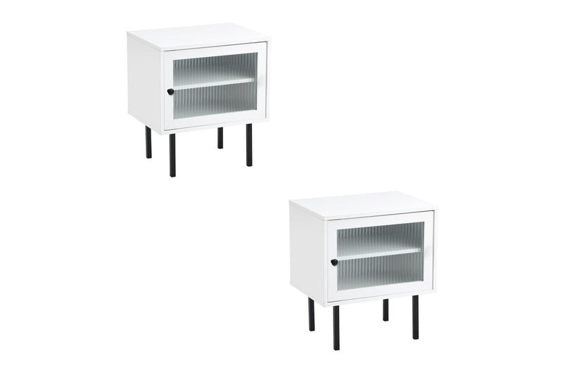 Oikiture 2x Bedside Tables Wood(White)