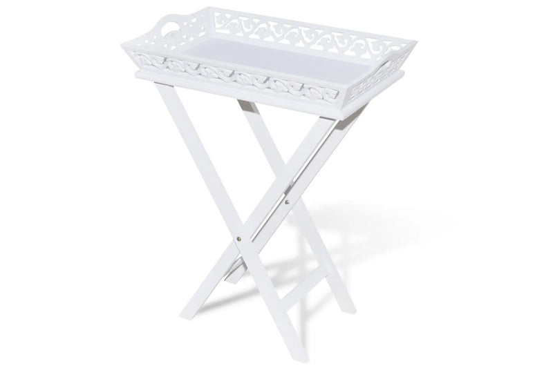 Side Table with Tray White vidaXL