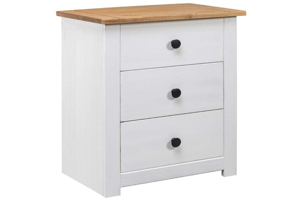 Bedside Cabinet White 46X40x57 Cm Pinewood Panama Range Bedside Tables