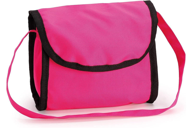 Foldable Dolls Pram with Height-Adjustable Handle and Shoulder Bag, Stable, Pink