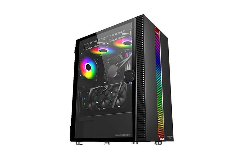 Armaggeddon Gaming PC Case TESSARAXX Apex 7 RGB Strip Tempered Glass ATX Black