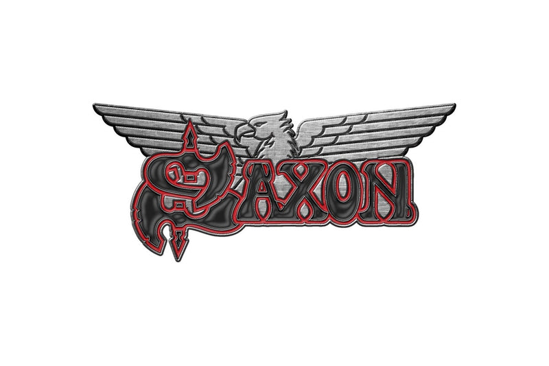 Saxon Enamel Logo & Eagle Badge (Red/Grey/Black) (One Size)