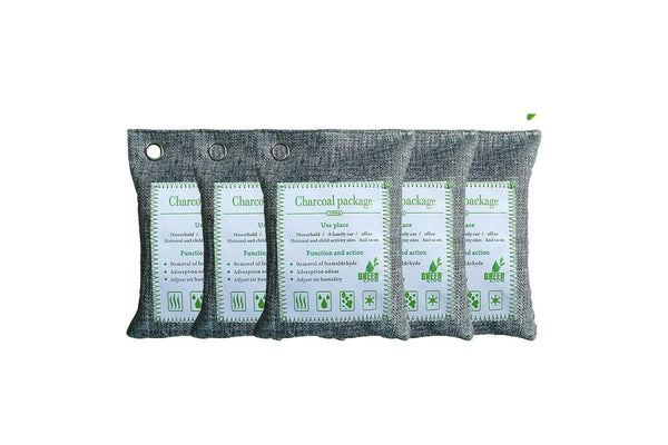5Pcs Air Purifying Bags Activated Bamboo Charcoal Freshener For Car Home Shoes 200G Air Purifiers