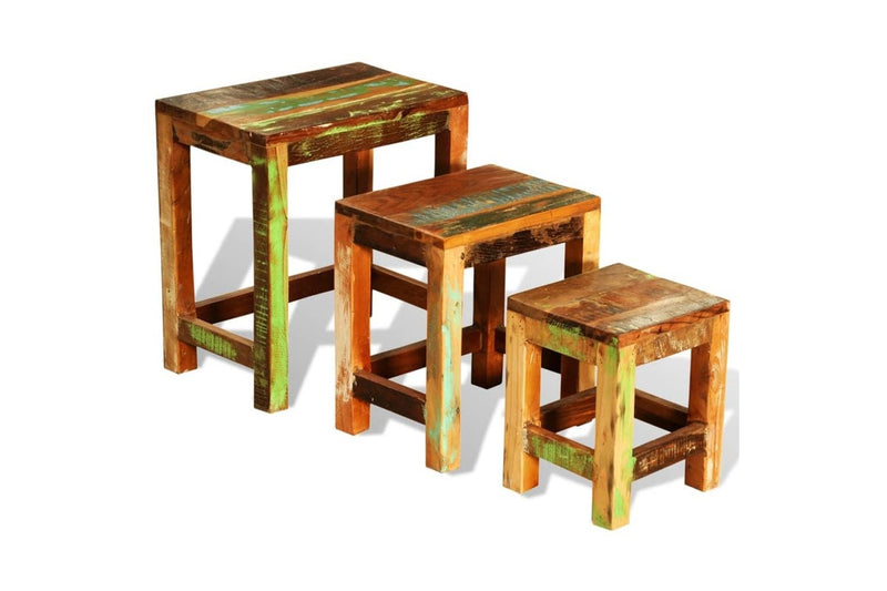 Nesting Table Set 3 Pieces Vintage Reclaimed Wood vidaXL