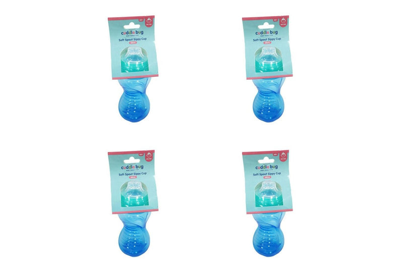 4x Cuddle Bug Baby Toddler Soft Training Spout Drinking Sippy Cup Pink Blue
